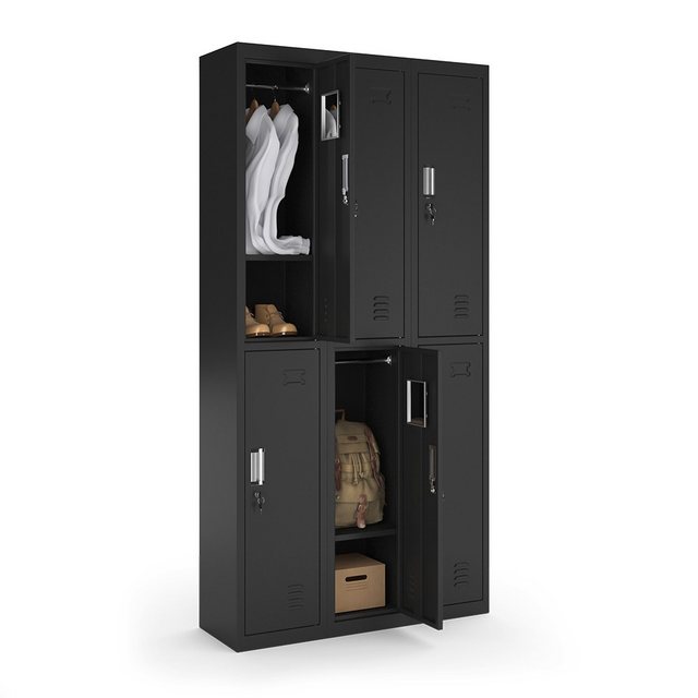 Vicco Aktenschrank, Schwarz, 90 x 180 cm 6 Fächer günstig online kaufen