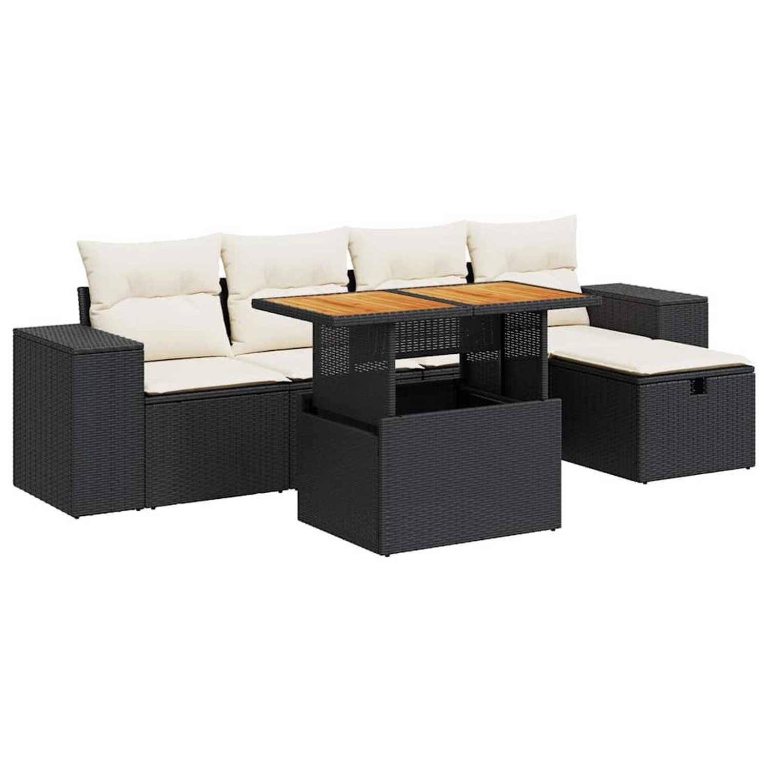 vidaXL 6-Tlg Garten-Sofagarnitur mit Kissen Schwarz Poly Rattan 3328078 günstig online kaufen