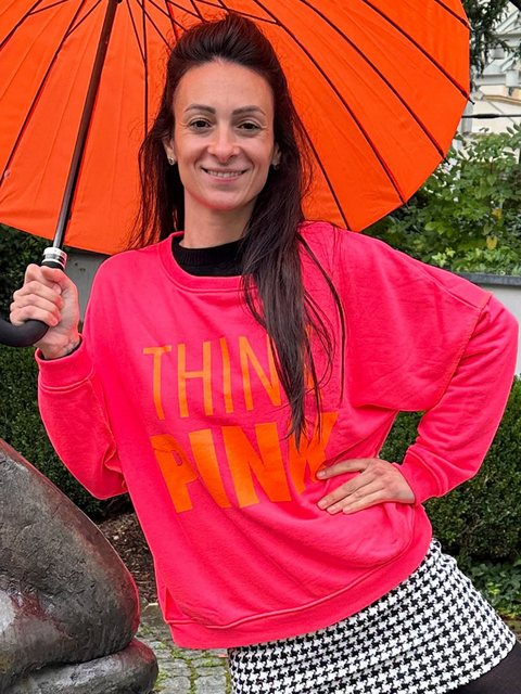 Miss Goodlife Rundhalspullover Roundneck Think Pink in Neon Pink günstig online kaufen