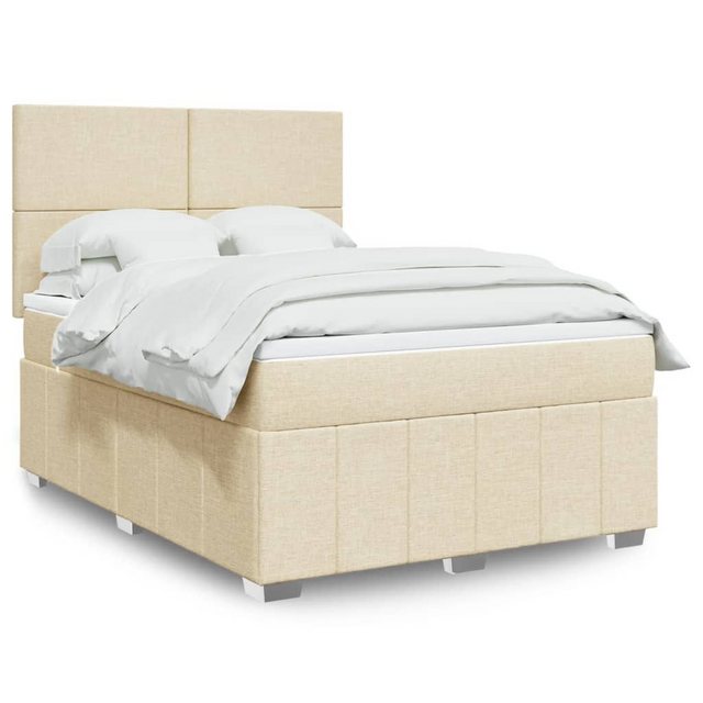 vidaXL Boxspringbett, Boxspringbett mit Matratze Creme 160x200 cm Stoff günstig online kaufen