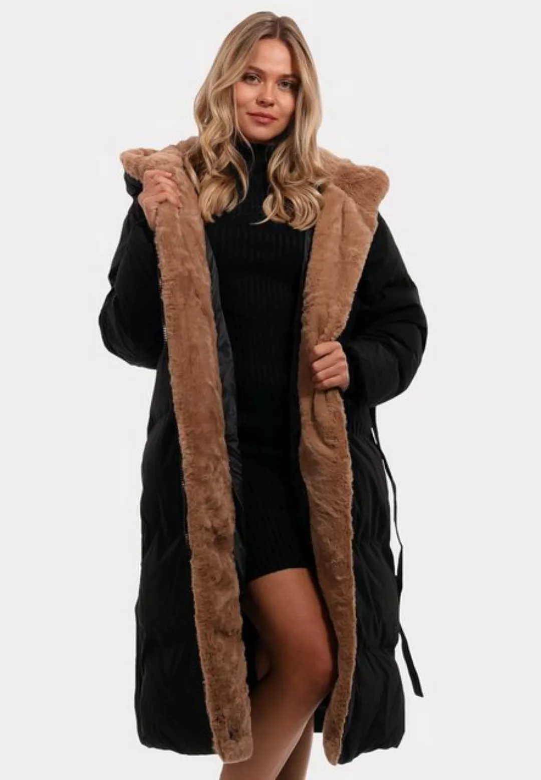 YC Fashion & Style Wintermantel Luxuriöser Damen Mantel mit Kunstpelzbesatz günstig online kaufen