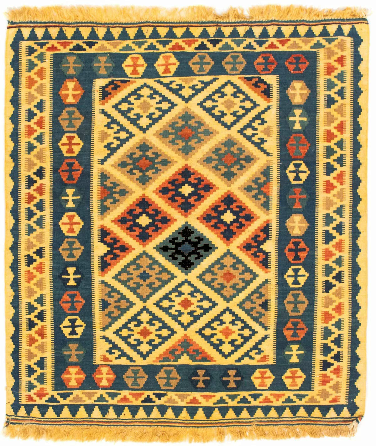 morgenland Wollteppich »Kelim - Oriental quadratisch - 102 x 95 cm - gelb«, günstig online kaufen