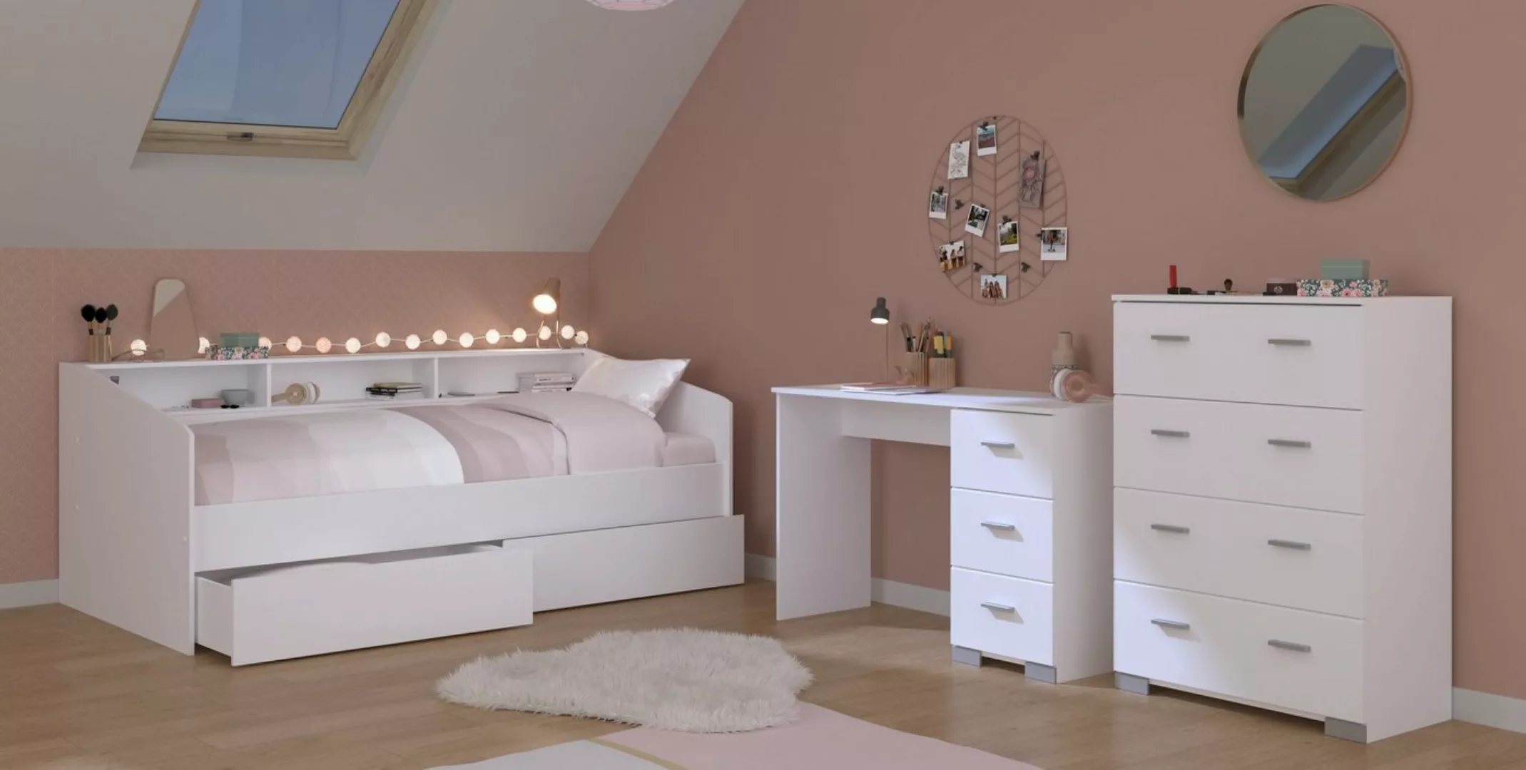 Parisot Stauraumbett Parisot Sleep 44-Kinderzimmer Stauraumbett Weiß 90x200 günstig online kaufen