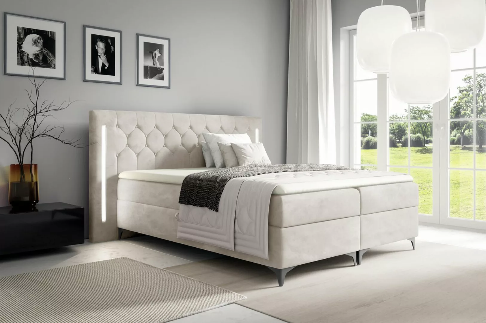 yourhouse24 Boxspringbett Chesterfield mit 2 Bettkästen, Doppelbett mit Bon günstig online kaufen