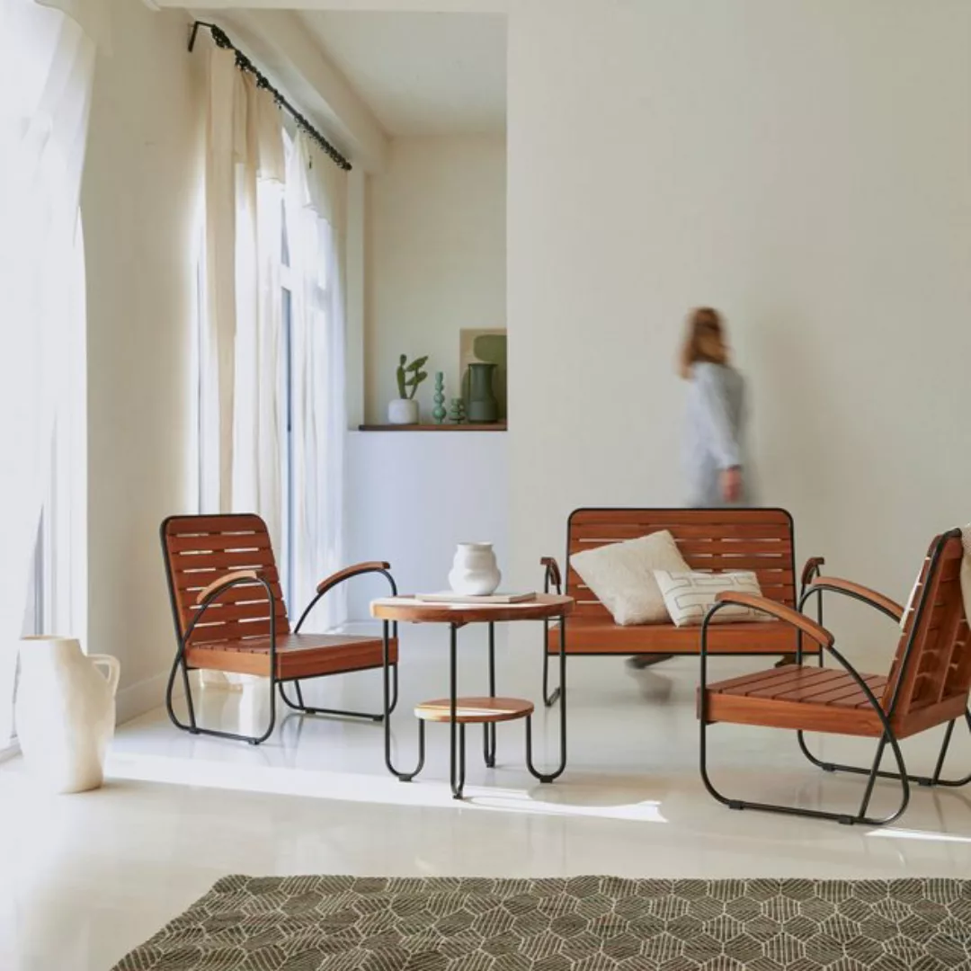 Tikamoon Sofa Key Wood Komplettwohnzimmer aus massivem Akazienholz 4-teilig günstig online kaufen