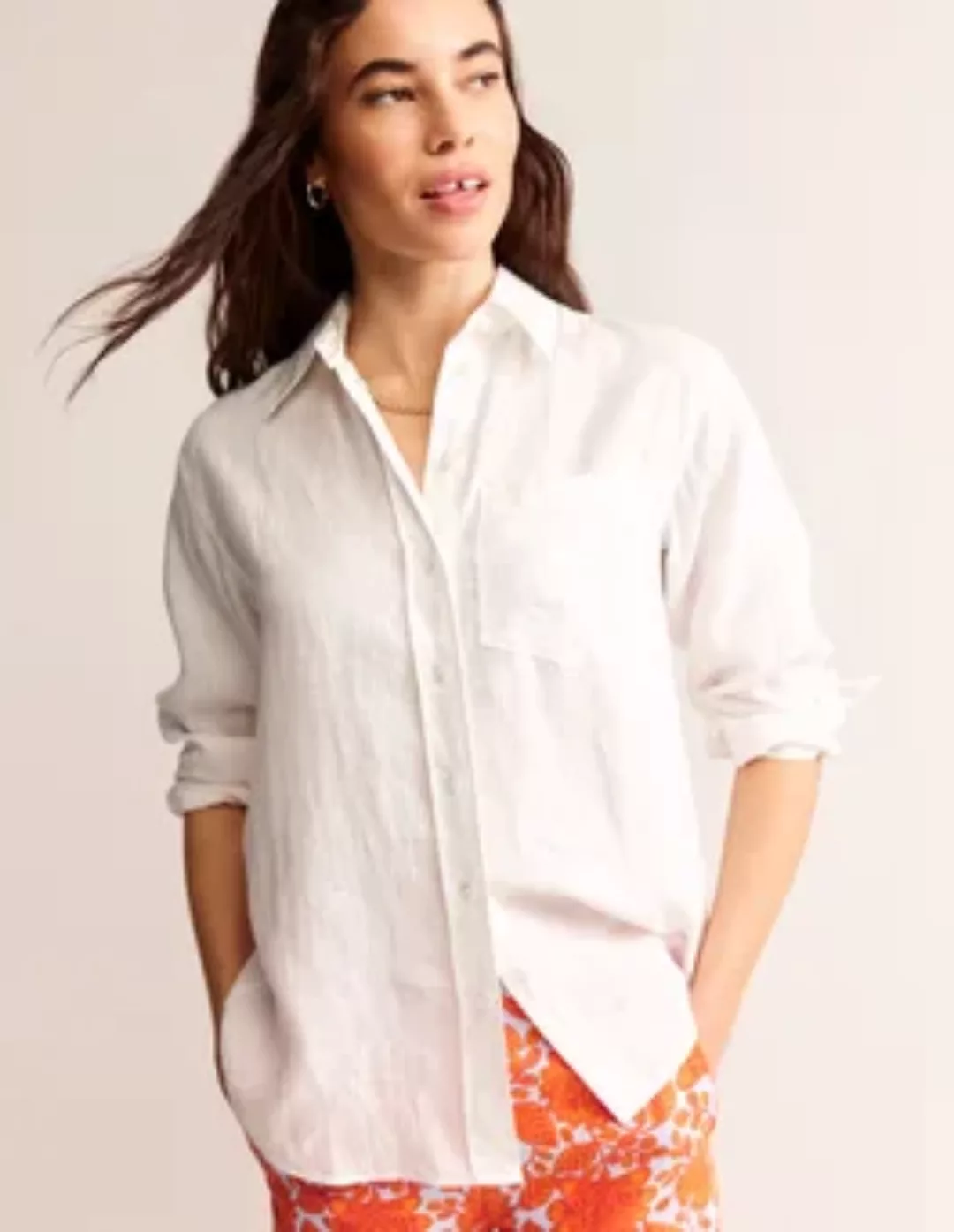 Connie Leinenhemd Damen Boden, Weiß günstig online kaufen