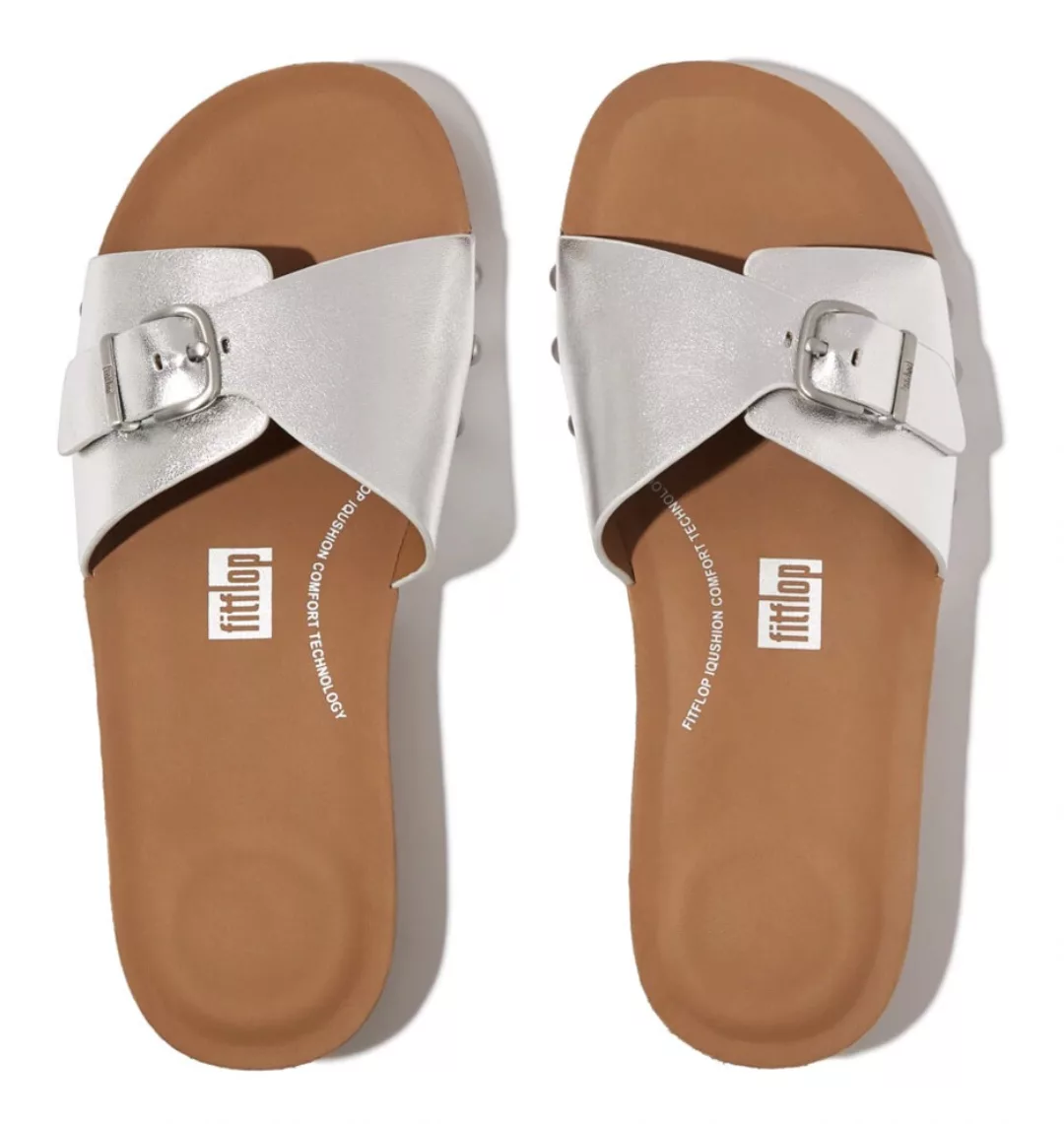 Fitflop Pantolette "IQUSHION ADJUSTABLE BUCKLE METALLIC-LEATHER SLIDES", Ke günstig online kaufen