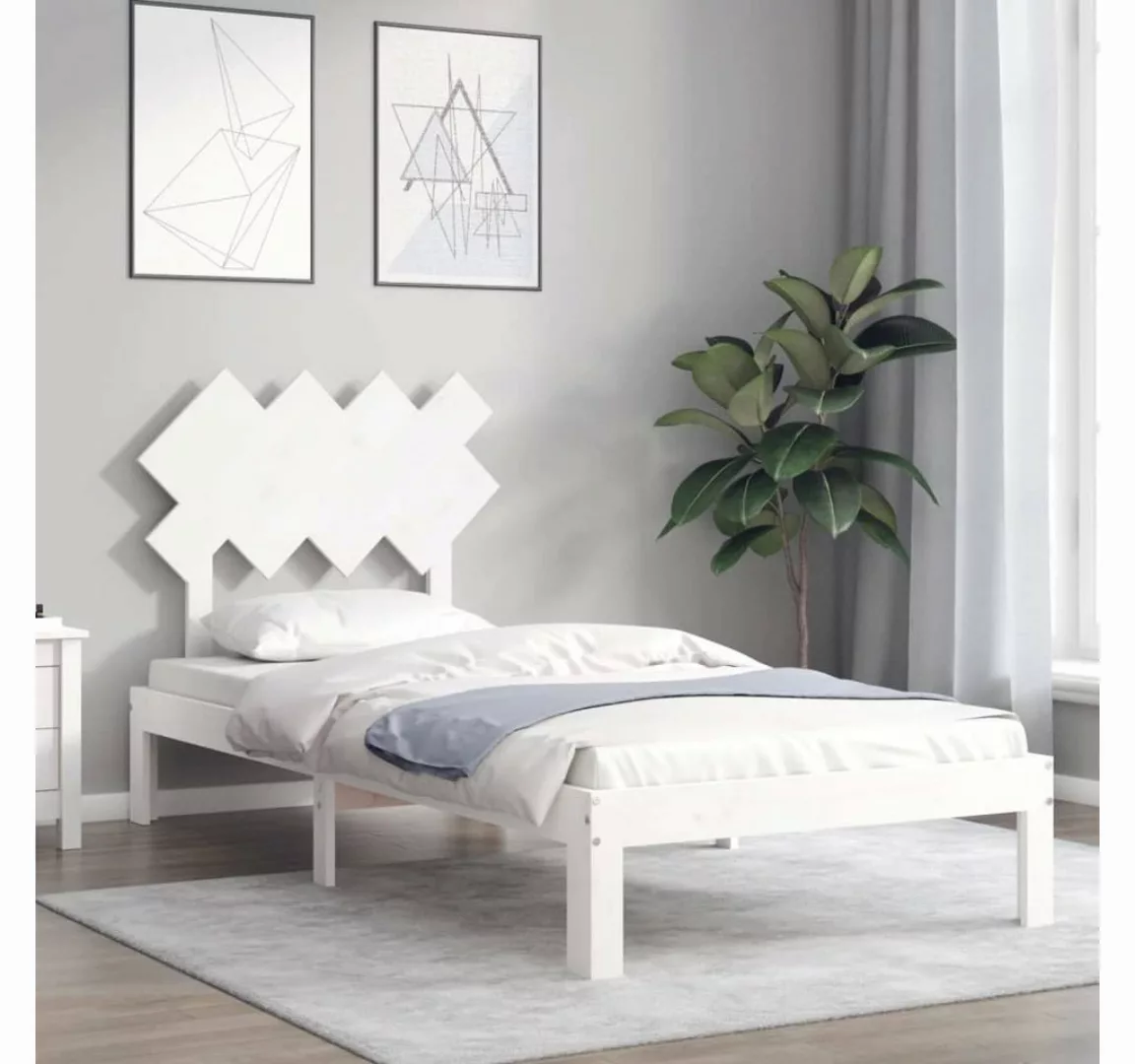 vidaXL Bett Massivholzbett ohne Matratze Weiß 90x200 cm Kiefernholz günstig online kaufen