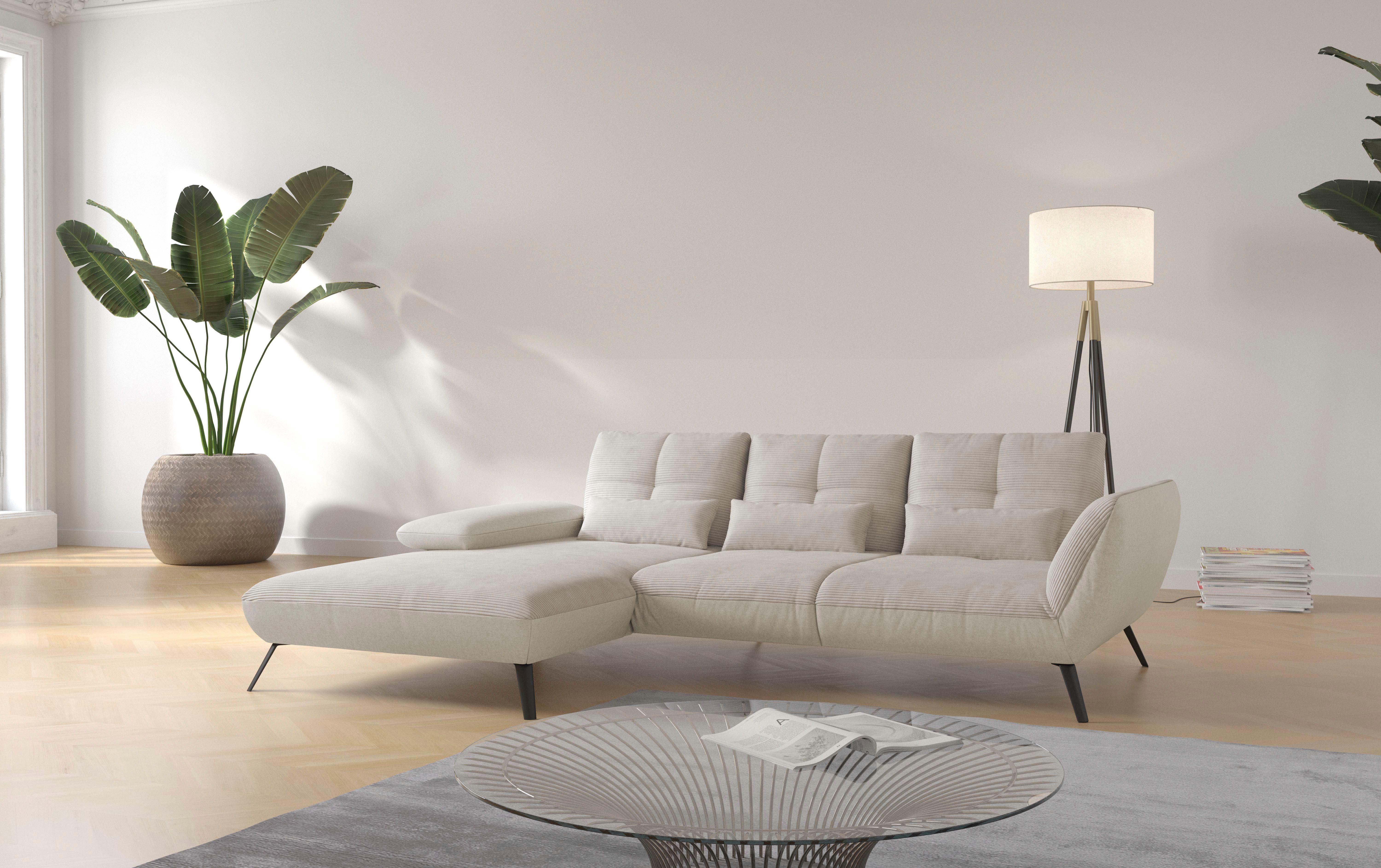 Places of Style Ecksofa "Mikado L-Form", inkl. Sitztiefenverstellung und Ar günstig online kaufen