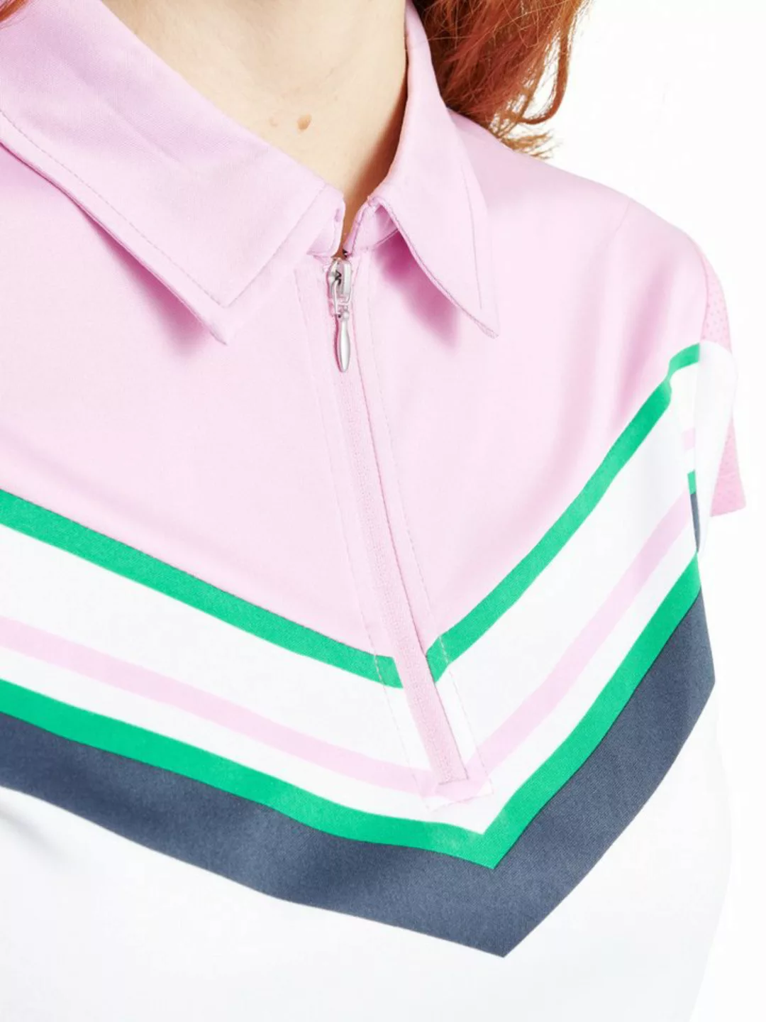 Abacus Sportswear Poloshirt Abacus Golf Polo Simone Weiß-Rosa-Grün Damen EU günstig online kaufen