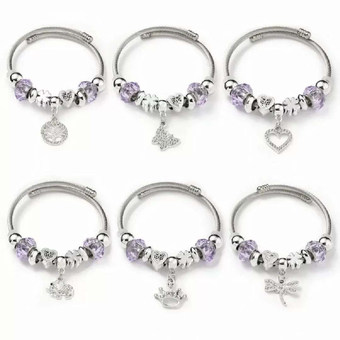 Eyecatcher Armkette Charm-Armband mit lila Kunststoffperlen günstig online kaufen