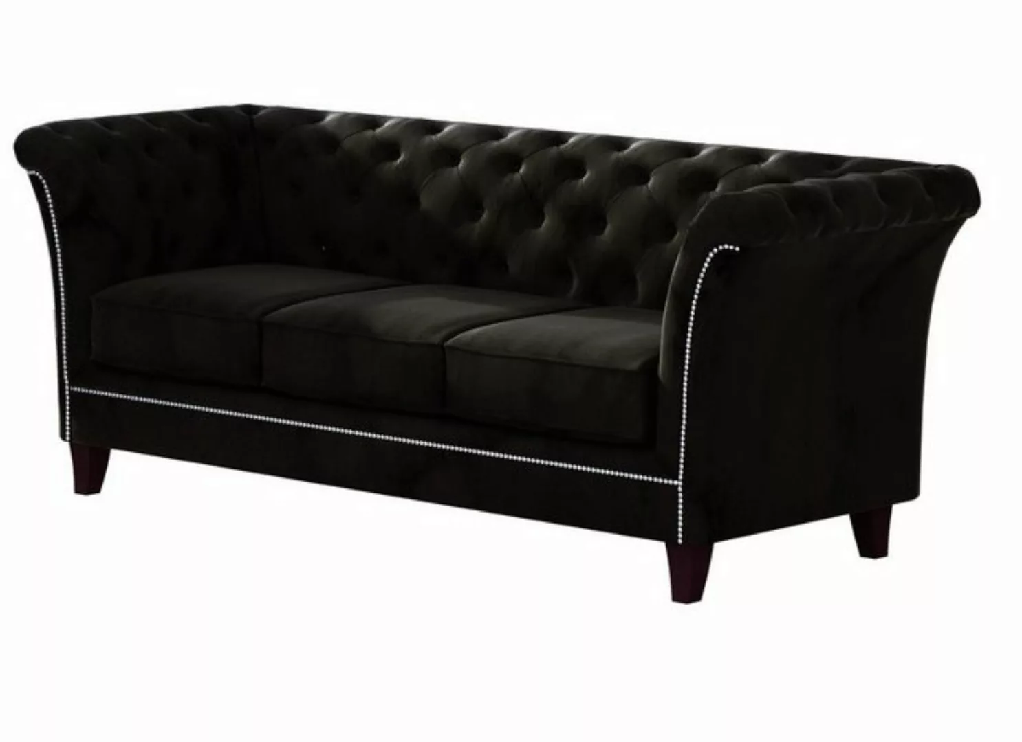 S-Style Möbel Chesterfield-Sofa 3-Sitzer Rainsburg aus Samt-Stoff mit Holzf günstig online kaufen