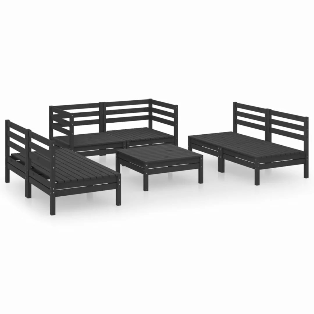 7-tlg. Garten-lounge-set Schwarz Massivholz Kiefer günstig online kaufen