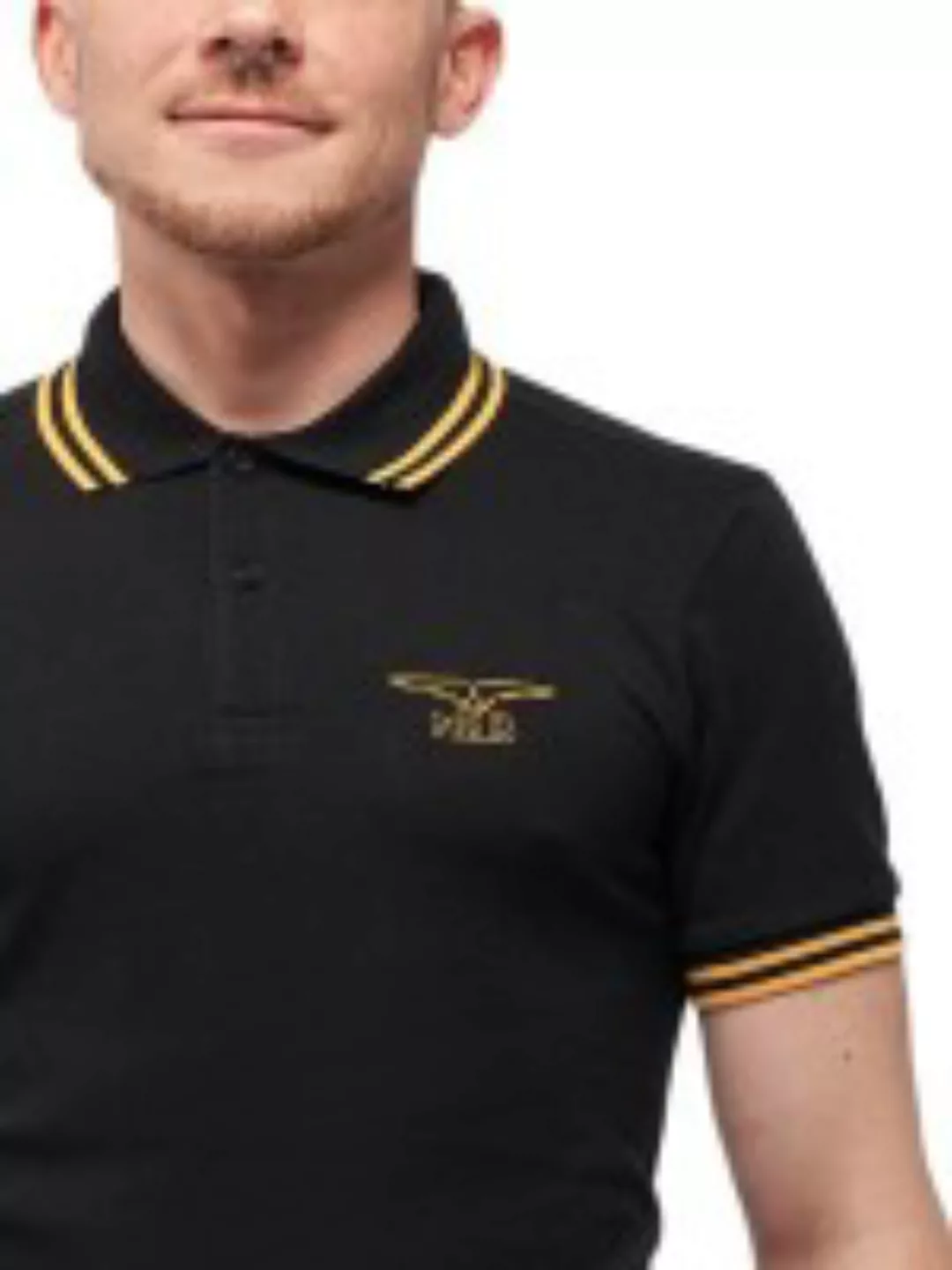 Polo-Shirt Black/Gelb günstig online kaufen