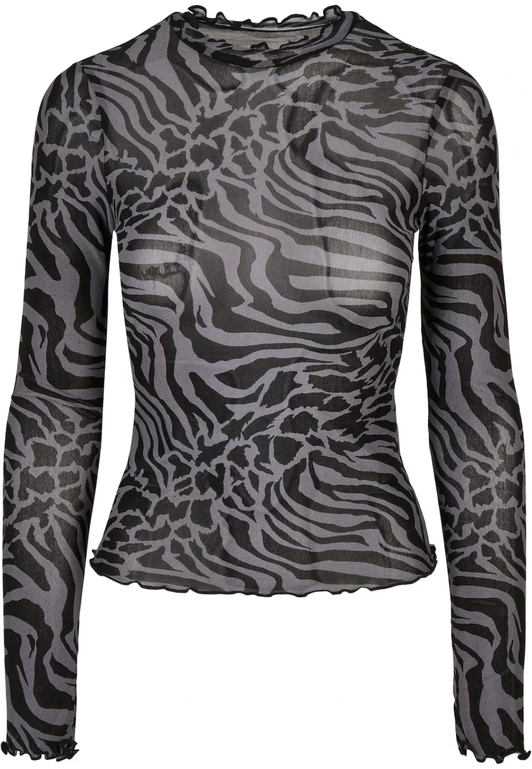 URBAN CLASSICS Langarmshirt "Urban Classics Damen Ladies AOP Mesh Turtlenec günstig online kaufen