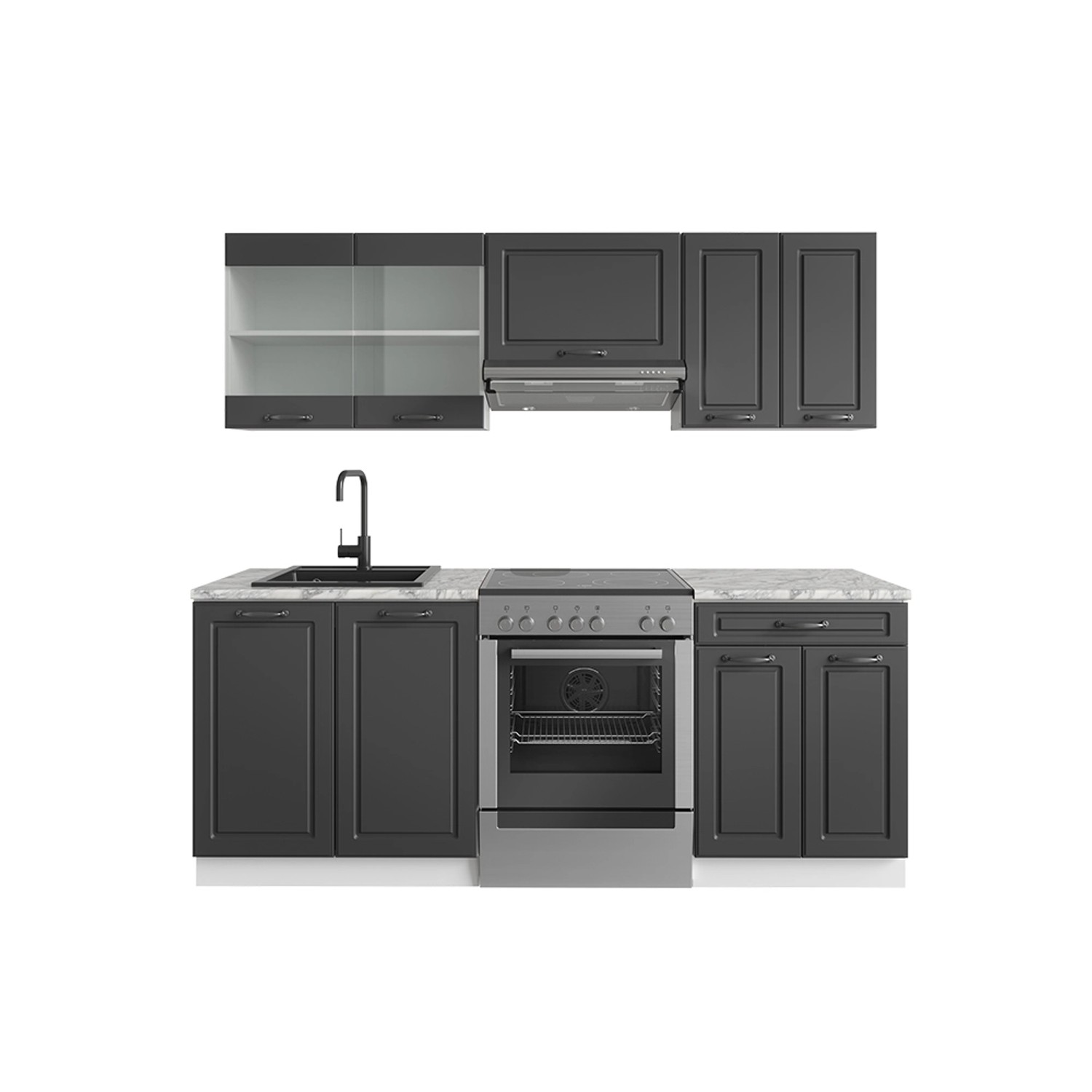 Vicco Küchenzeile R-Line, Weiß/Anthrazit, 240 cm, günstig online kaufen