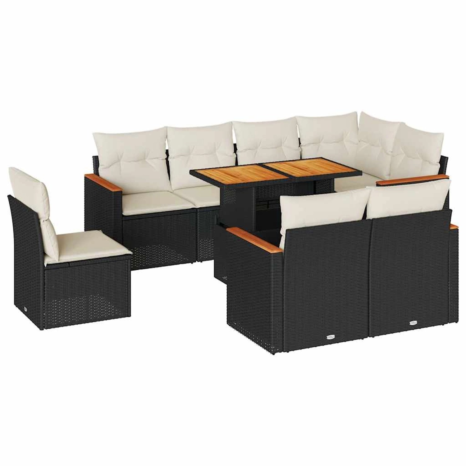 vidaXL 9-Tlg Garten-Sofagarnitur mit Kissen Schwarz Poly Rattan 3327500 günstig online kaufen