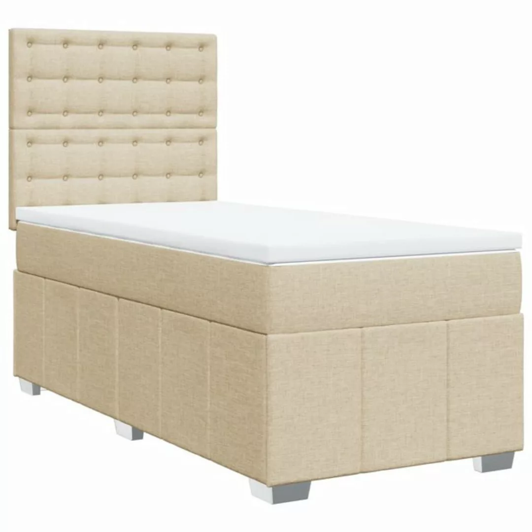 vidaXL Boxspringbett, Boxspringbett mit Matratze Creme 80x200 cm Stoff günstig online kaufen