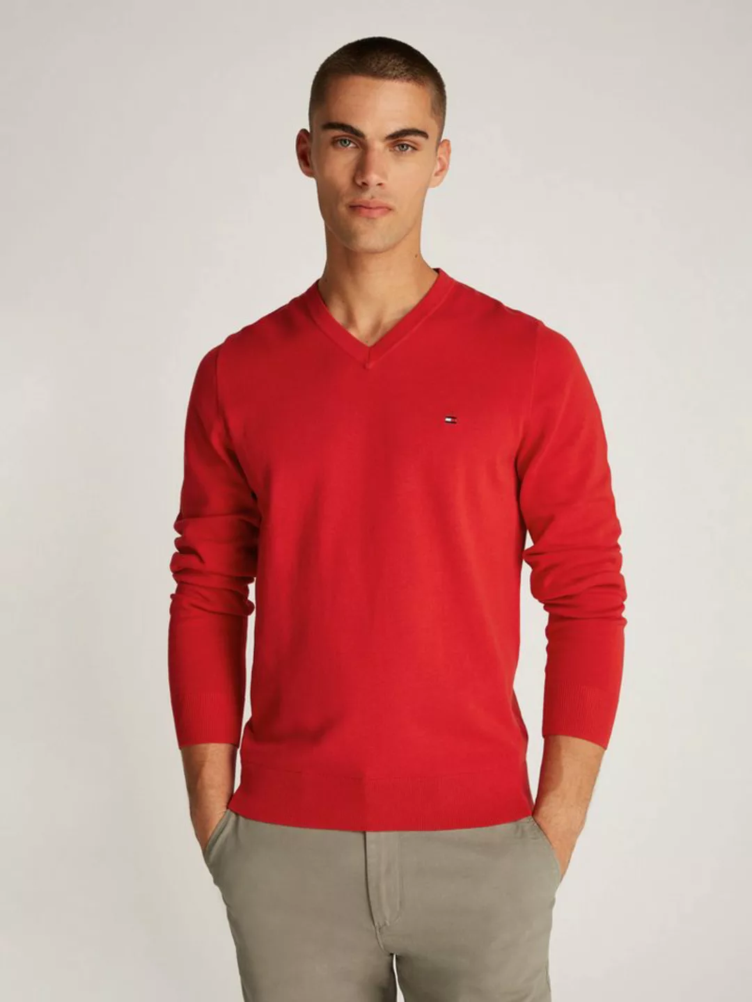 Tommy Hilfiger V-Ausschnitt-Pullover CLASSIC COTTON V NECK günstig online kaufen