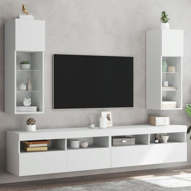 vidaXL TV-Schrank 2x TV-Schränke mit LED-Leuchten 2 Stk Weiß 30,5x30x90 cm günstig online kaufen