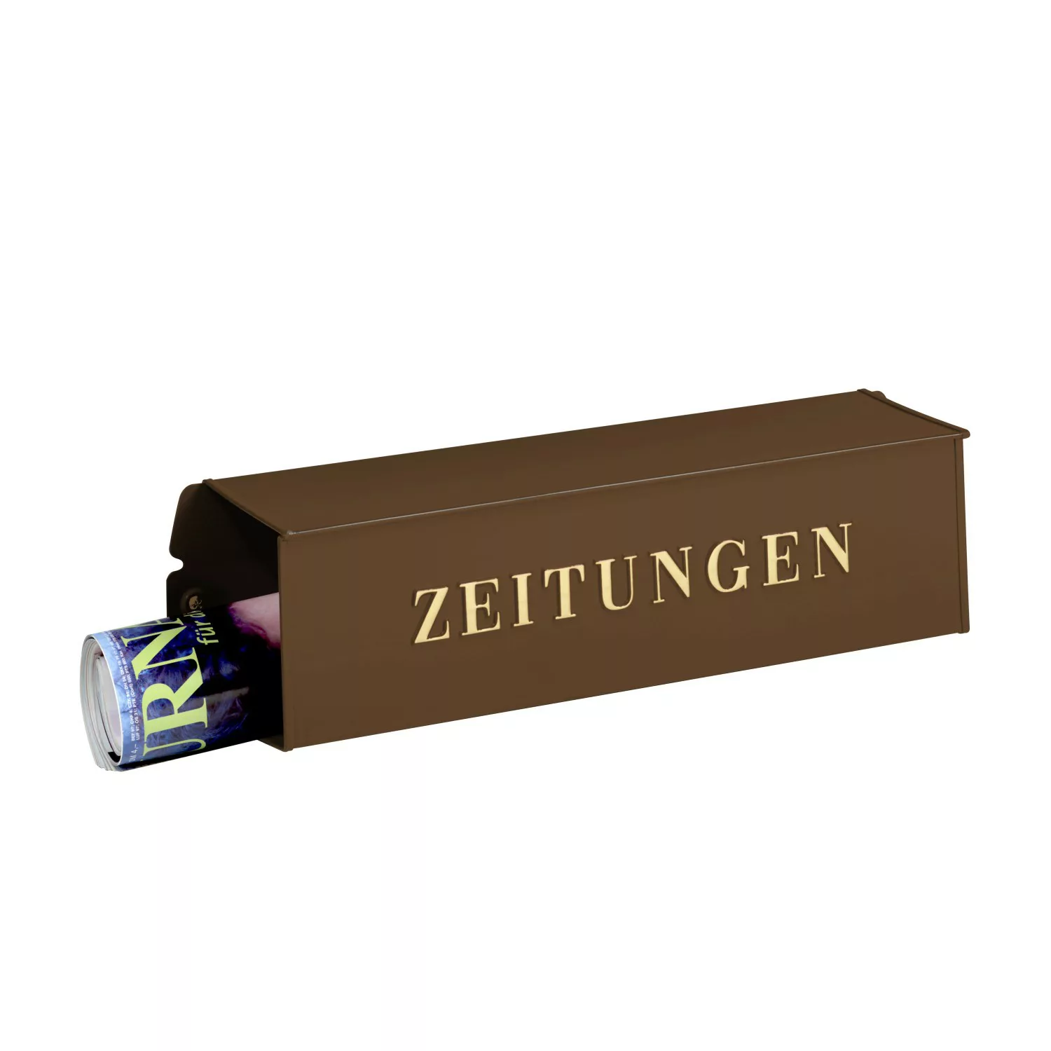 Kupferfarbene, eckige Zeitungsbox mit Schriftzug günstig online kaufen