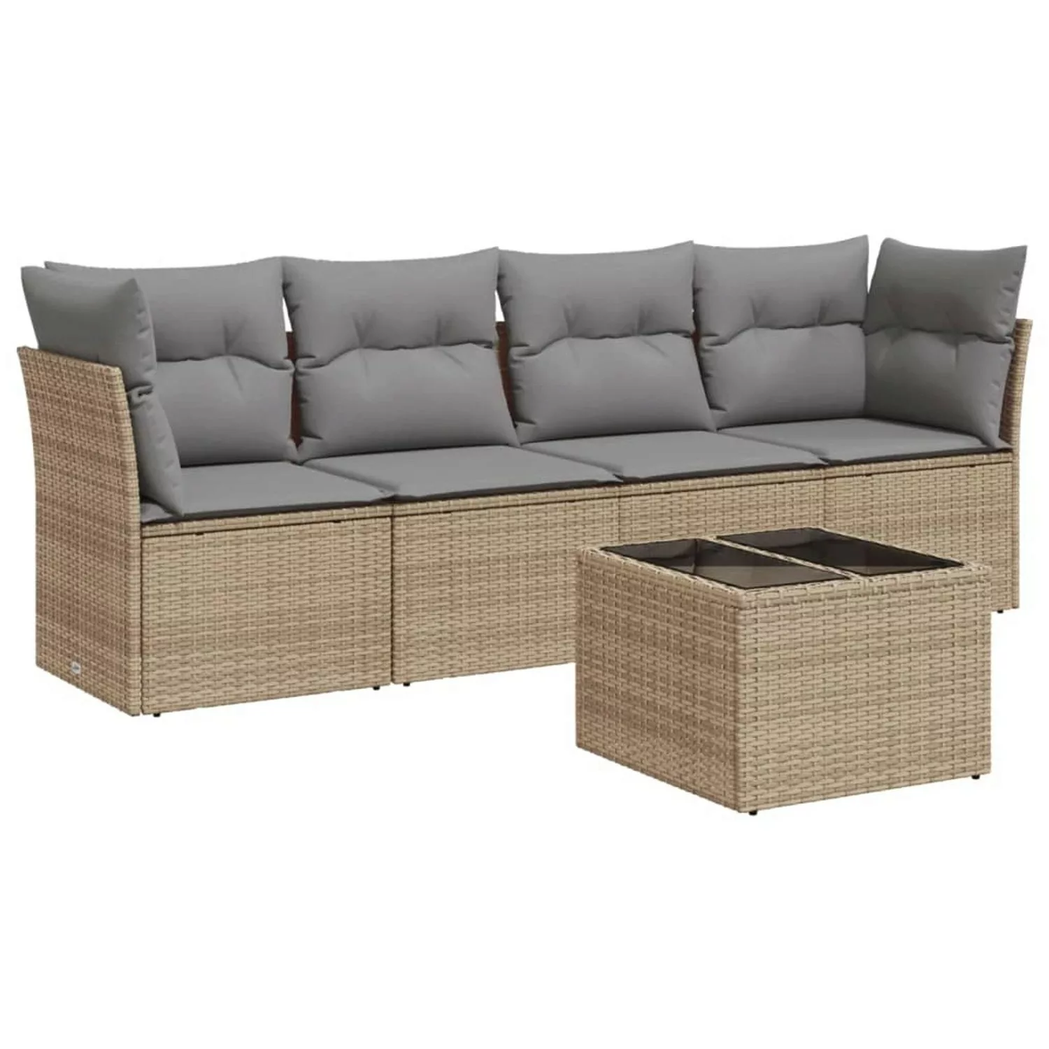 vidaXL 5-tlg Garten-Sofagarnitur mit Kissen Beige Poly Rattan Modell 24 günstig online kaufen