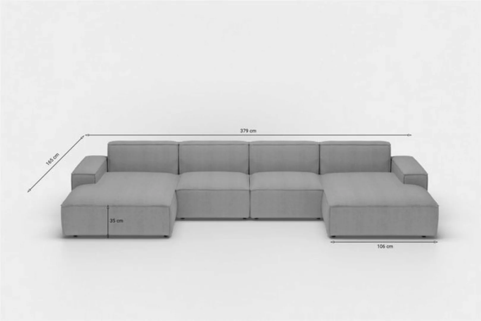 Fun Möbel Wohnlandschaft Sofa U-Form CESINA in Stoff, inkl. 2 Zierkissen, R günstig online kaufen