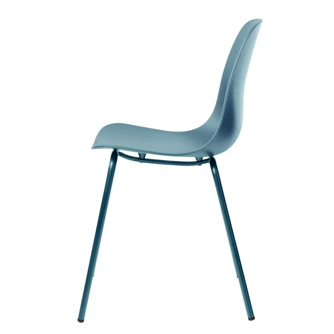 Kunststoff Stühle in Blaugrau Metallgestell (4er Set) günstig online kaufen