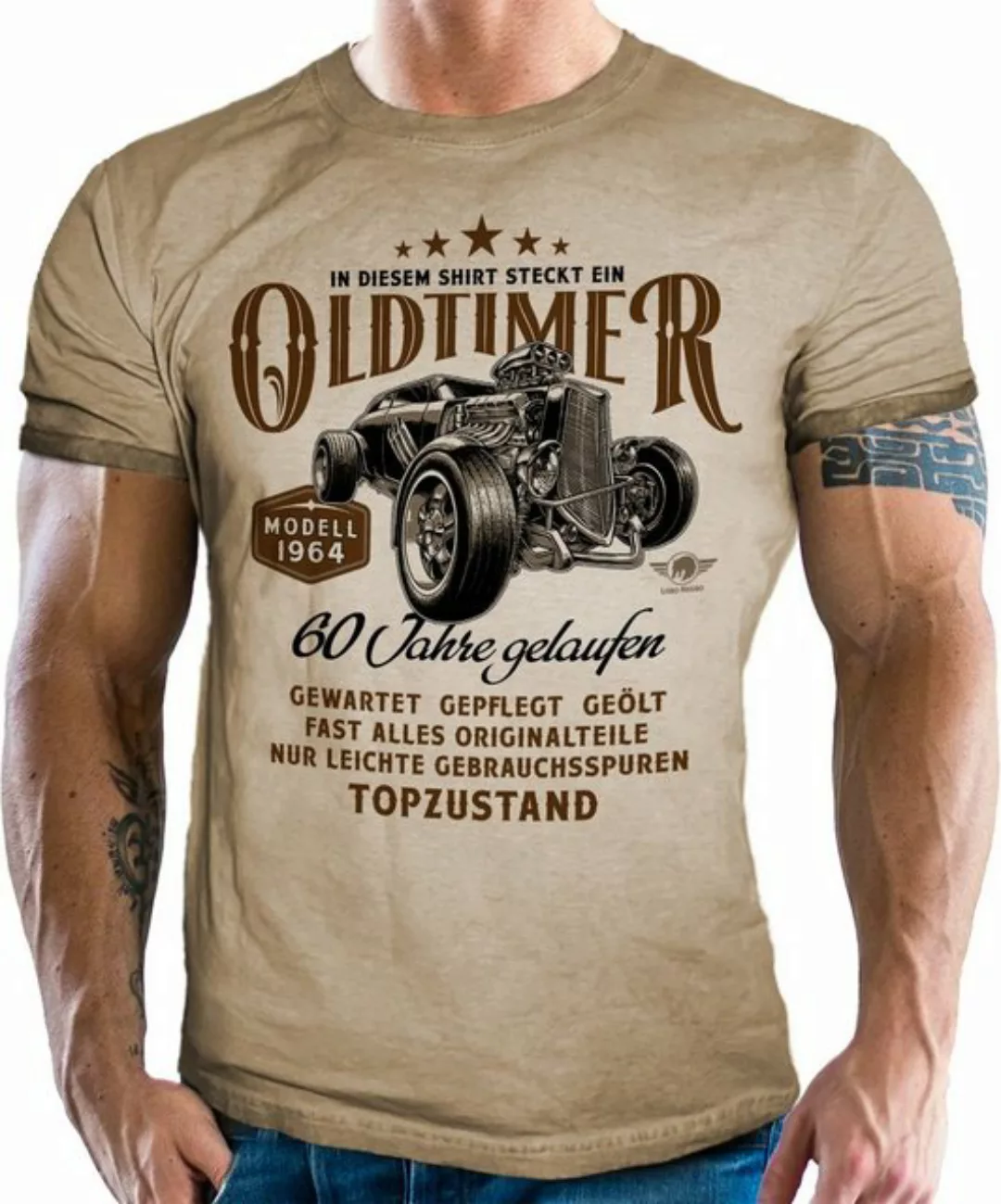 LOBO NEGRO® T-Shirt als Geschenk für Männer zum 60. - Oldtimer Modell 1964 günstig online kaufen