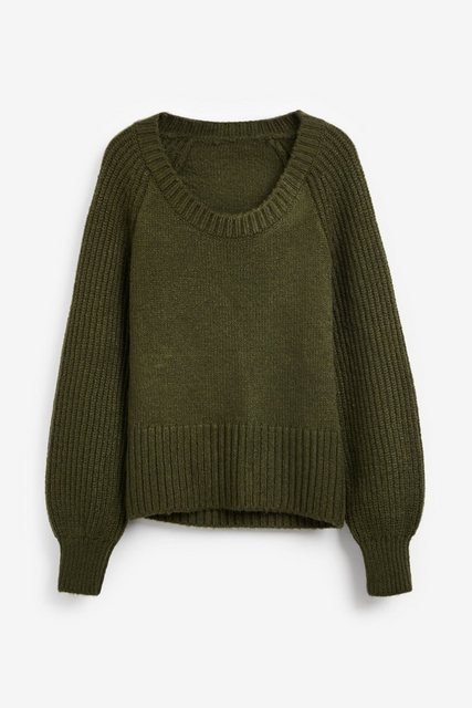 Next Strickpullover Gerippter Pullover mit abgerundetem V-Ausschnitt (1-tlg günstig online kaufen