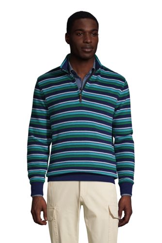 Gemusterter Zipper-Pullover aus Bedford-Ripp, Herren, Größe: XXL Normal, Bl günstig online kaufen