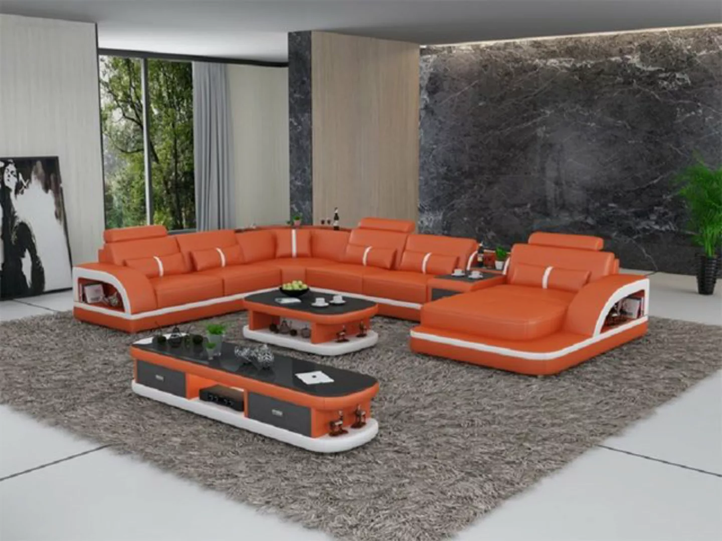 JVmoebel Ecksofa, Ledersofa Ecksofa Polster U Form Couch Sofa Design Ecke S günstig online kaufen