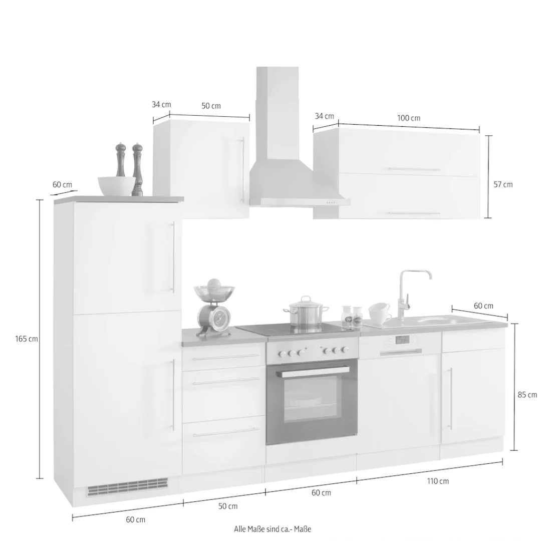 HELD MÖBEL Küchenzeile »Samos«, ohne E-Geräte, Breite 280 cm günstig online kaufen