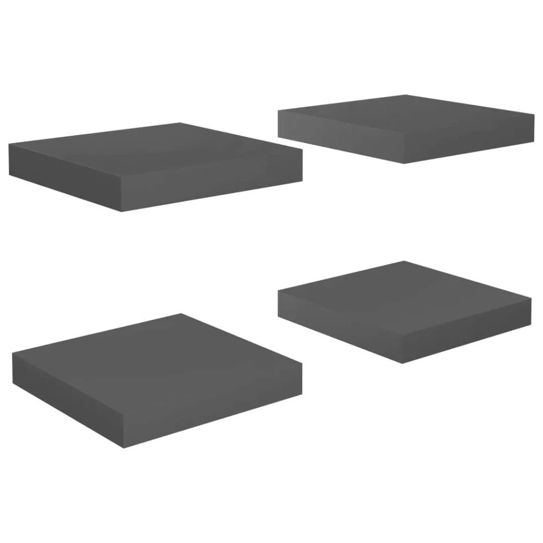 Schwebende Wandregale 4 Stk. Hochglanz-grau 23x23,5x3,8cm Mdf günstig online kaufen