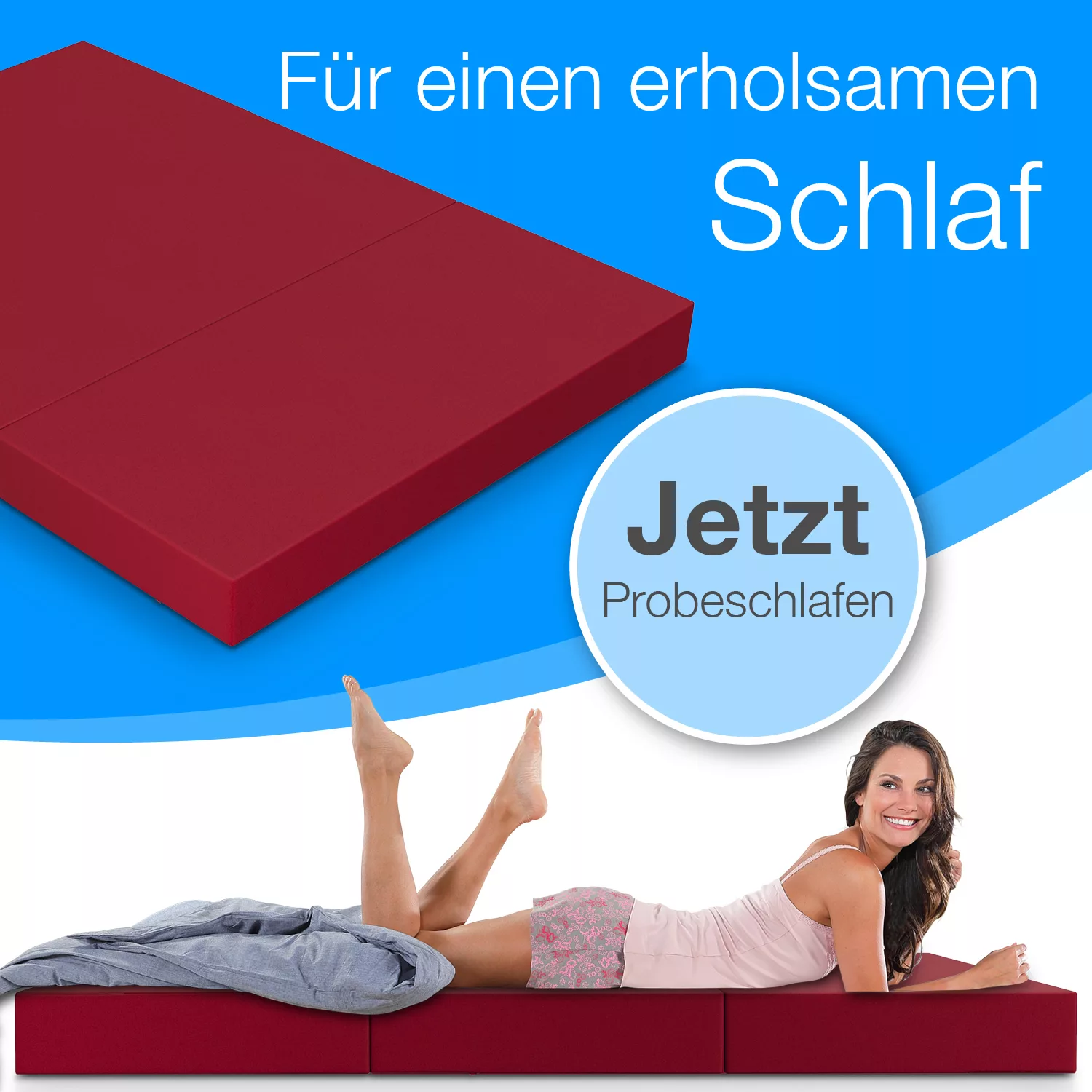 Bestschlaf Klappmatratze Gästematratze, 140x195x15 cm, rot günstig online kaufen