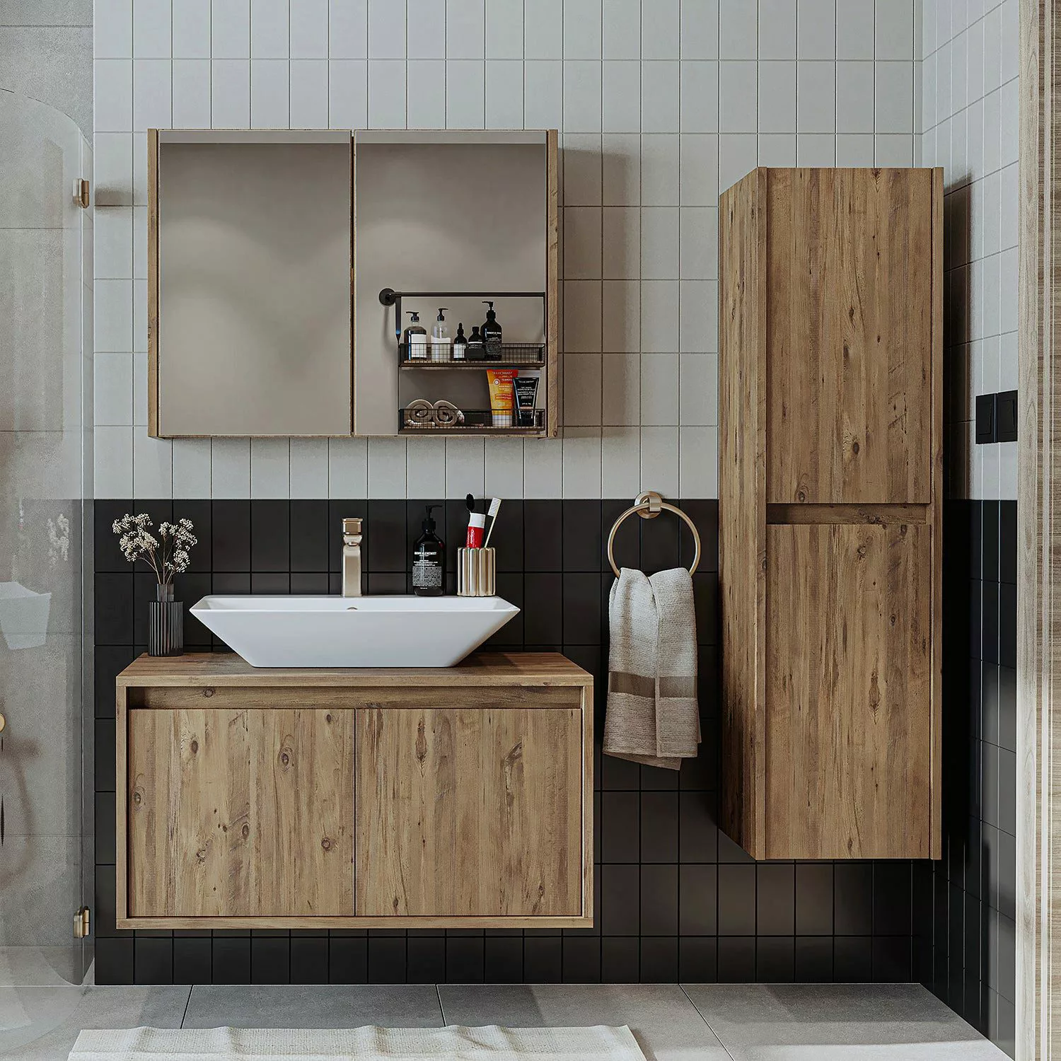 Roomart Badmöbel-Set, (Badmöbel Set ATLANTIC 85 günstig online kaufen