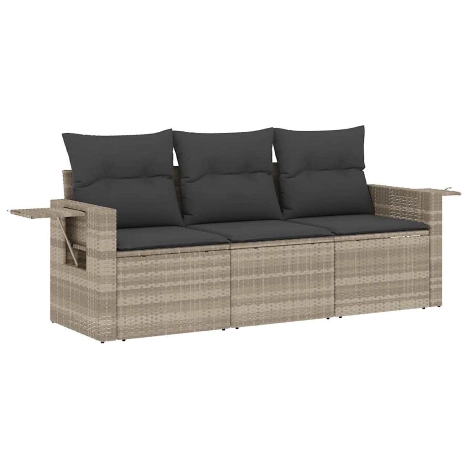 vidaXL 3-Tlg Garten-Sofagarnitur mit Kissen Hellgrau Poly Rattan 3219861 günstig online kaufen
