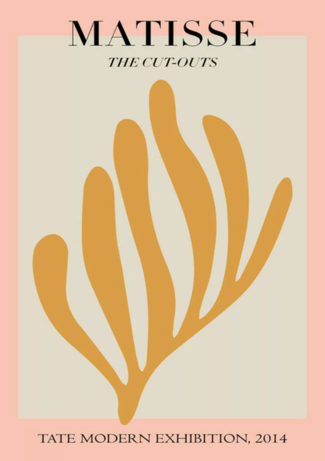 Poster / Leinwandbild - Matisse – Botanisches Design Rosa / Grau / Gold günstig online kaufen