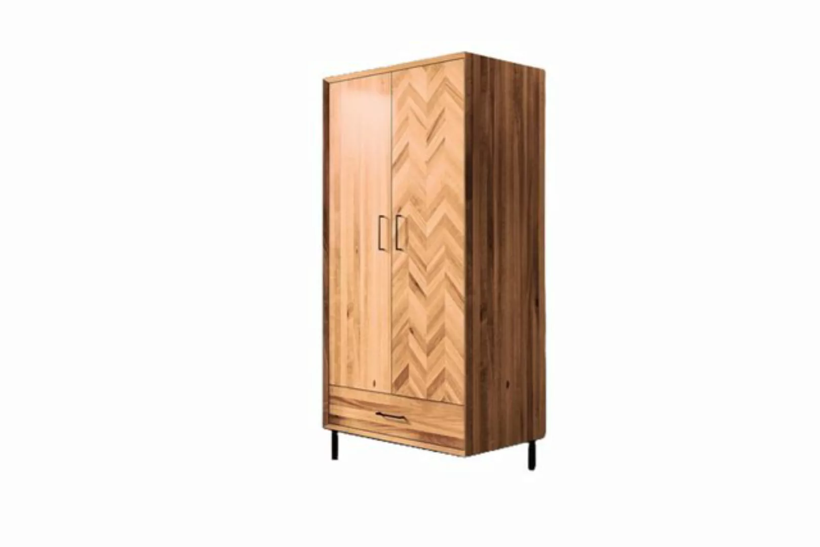 Natur24 Kleiderschrank Kleiderschrank Seiba Wildeiche 97x60x196 Fischgrät 2 günstig online kaufen