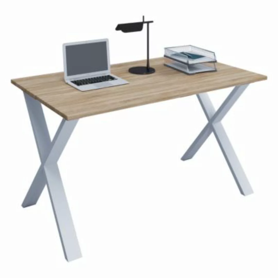VCM Holz Schreibtisch Computertisch Arbeitstisch Büromöbel Lona X Weiß brau günstig online kaufen