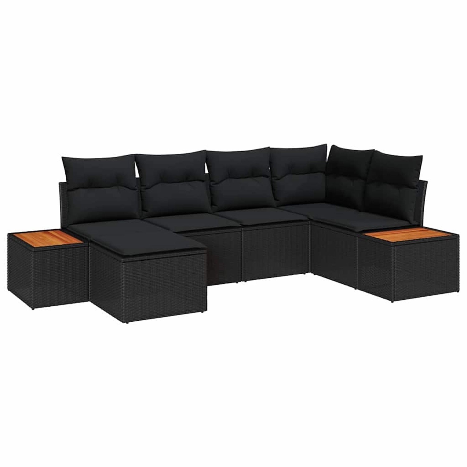 vidaXL 6-Teiliges Garten Sofa Set mit Kissen Schwarz Poly Rattan Akazie 334 günstig online kaufen