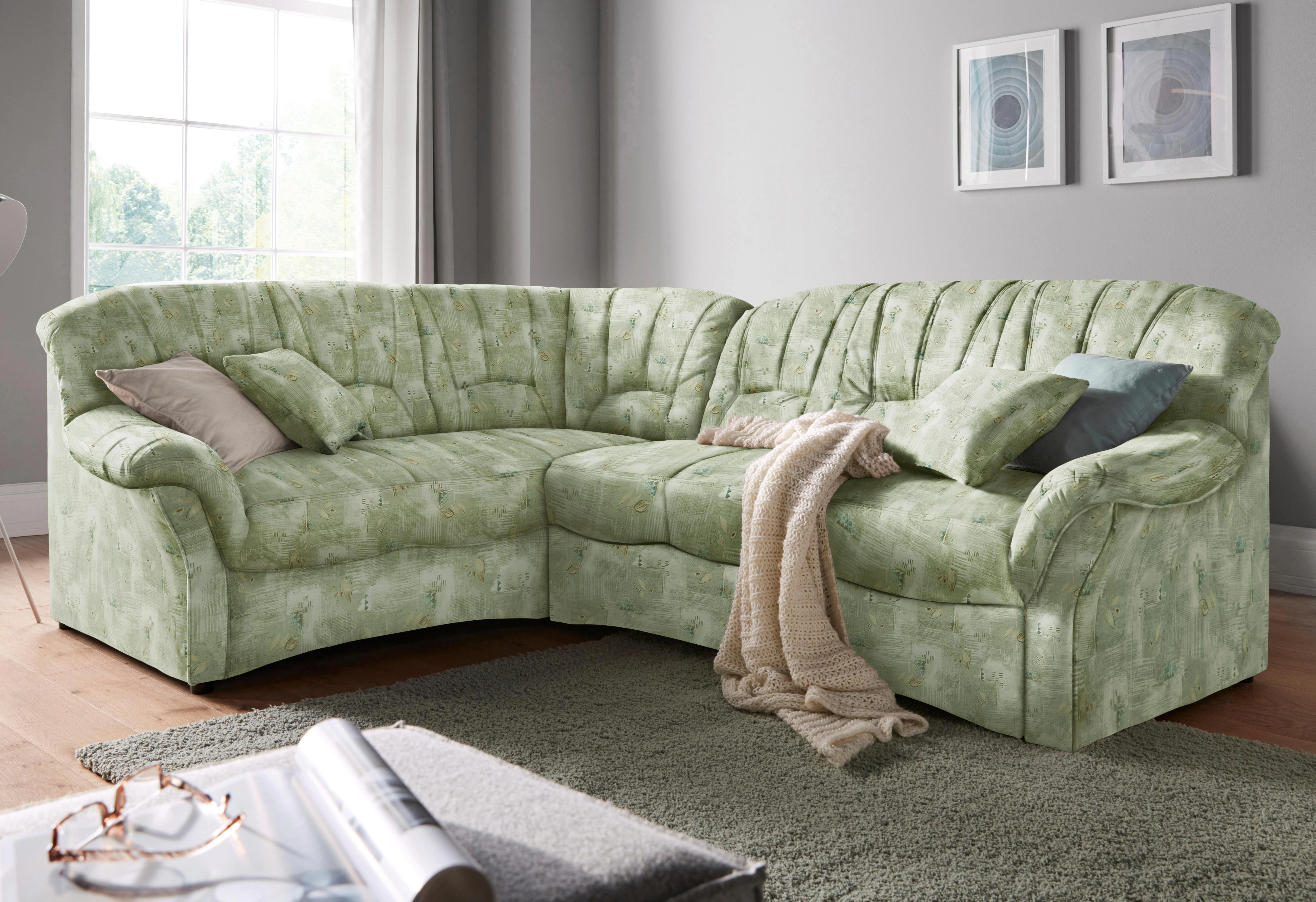 DOMO collection Ecksofa "Bahia, zeitlos und elegant, bequeme Armlehnen, L-F günstig online kaufen