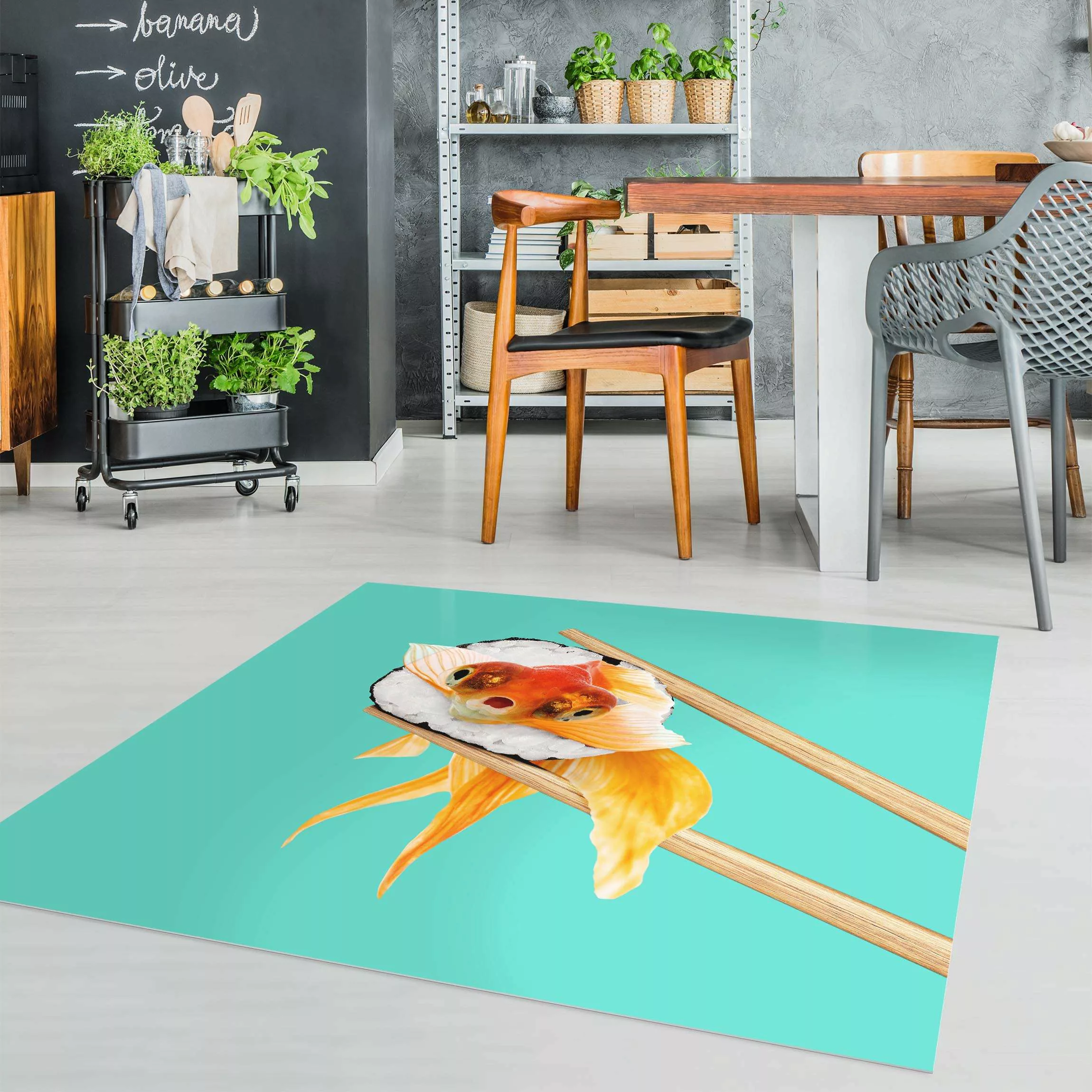 Vinyl-Teppich Sushi mit Goldfisch günstig online kaufen