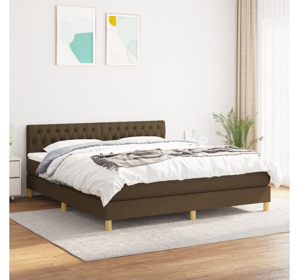 vidaXL Boxspringbett Boxspringbett mit Matratze Dunkelbraun 180x200 cm Stof günstig online kaufen