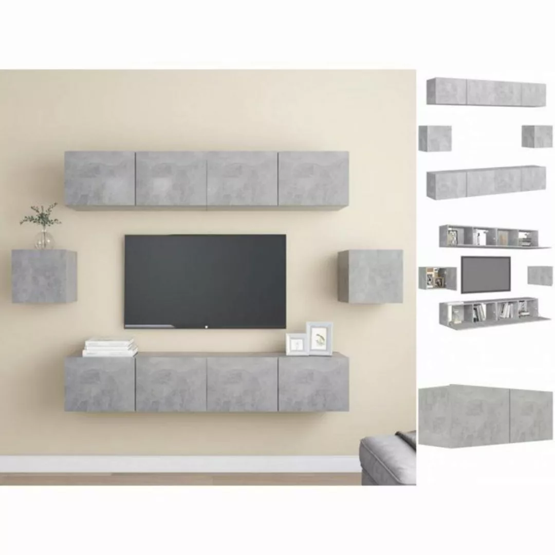 vidaXL TV-Schrank 6-tlg TV-Schrank-Set Betongrau Spanplatte TV-Konsole für günstig online kaufen