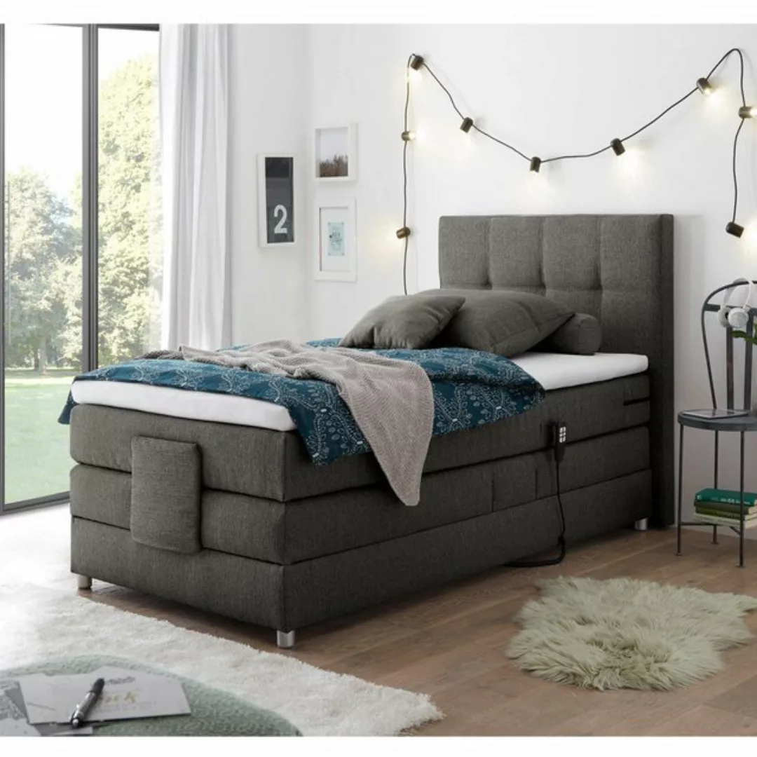 Lomadox Boxspringbett MANAUS-09, in Elephant grau, Härtegrad H2, 120x200cm, günstig online kaufen