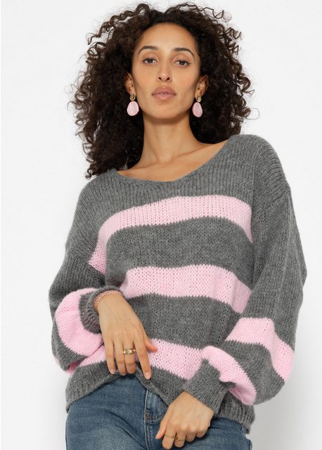 SASSYCLASSY Strickpullover Oversize Pullover Damen mit V-Ausschnitt Elegant günstig online kaufen