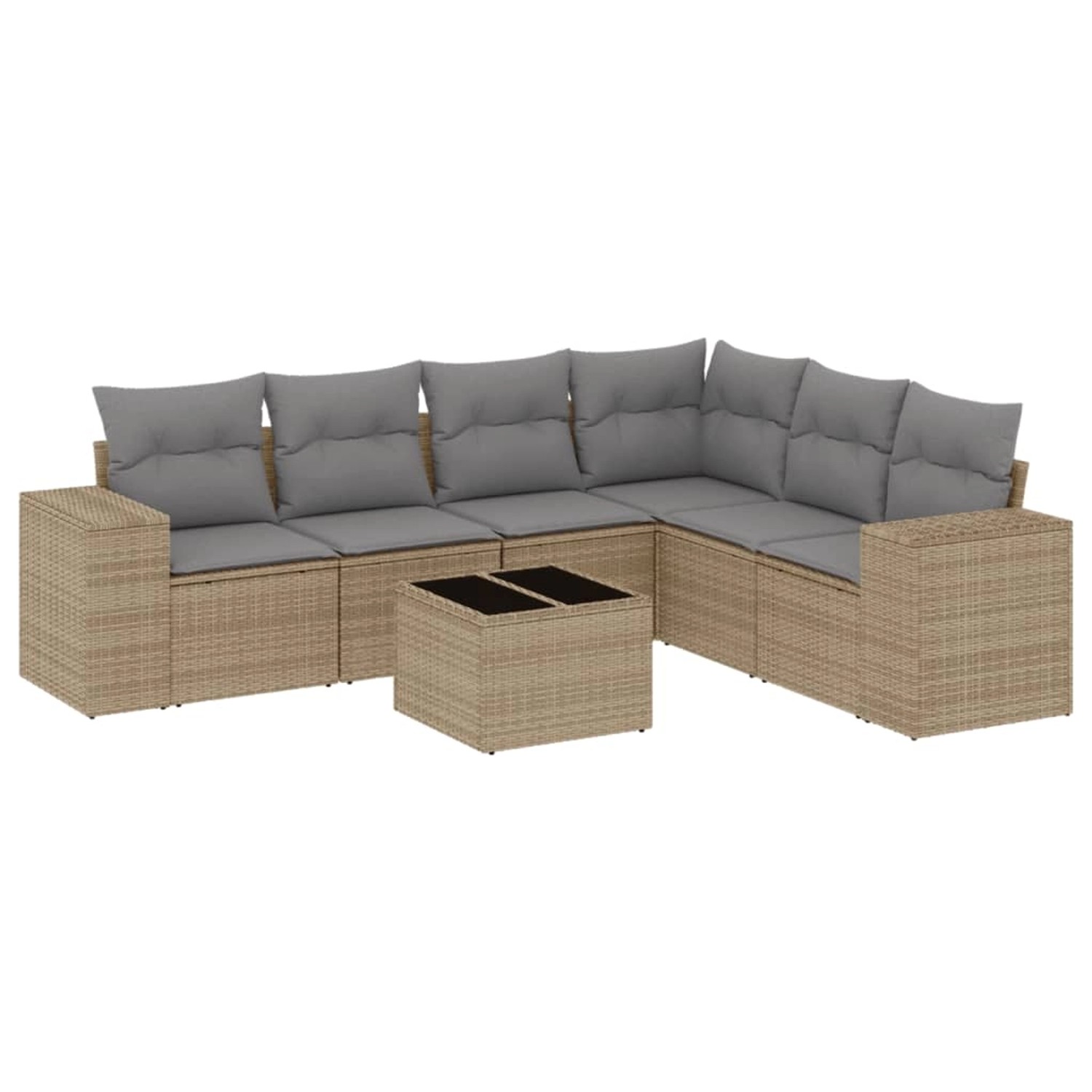 vidaXL 7-Tlg Garten-Sofagarnitur mit Kissen Beige Poly Rattan 3222618 günstig online kaufen