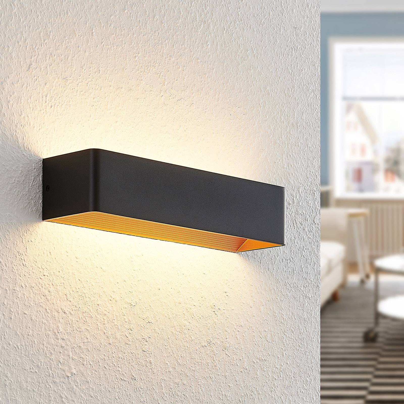 Arcchio Karam LED-Wandleuchte, 36,5 cm, schwarz günstig online kaufen