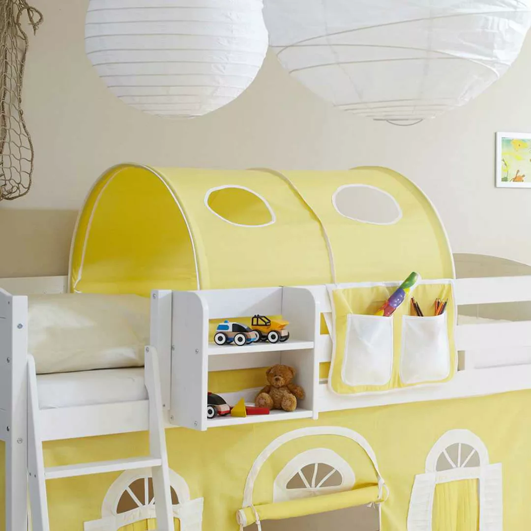 Kinderhochbett in Weiß-Gelb Gelb günstig online kaufen